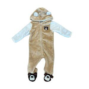 Mick & Mack Infant Baby Boy 0-3 Months Teddy Bear Full Zip Hooded Cozy Sleeper